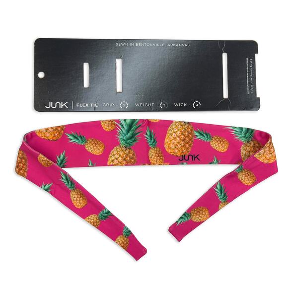 Junk Brands Flex Tie Headband O/S New $18 Tropicana Pink Lightweight Wicking - Picture 4 of 5